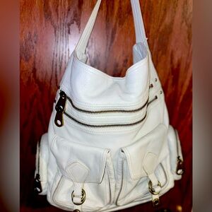 Vintage Marc Jacobs Full Leather White handbag with Chunky Gold Hardware